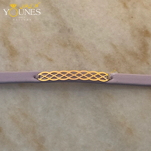 دستبند طلا زنانه چرم بافت